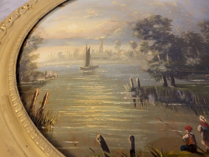 GRAND CADRE FIXE SOUS VERRE ANCIEN