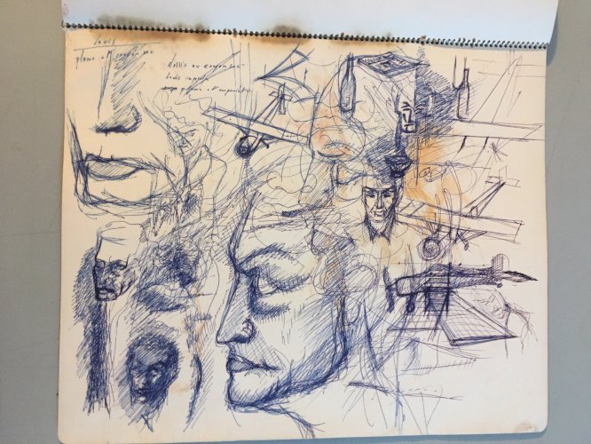 Grand CARNET De Schintone DESSINs 1960 Craie Grasse Portrait Expressioniste