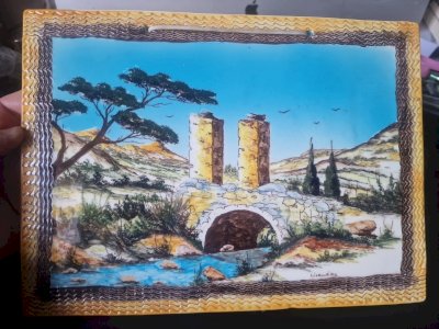Large glazed tile 32 x 24 - signed Civallero