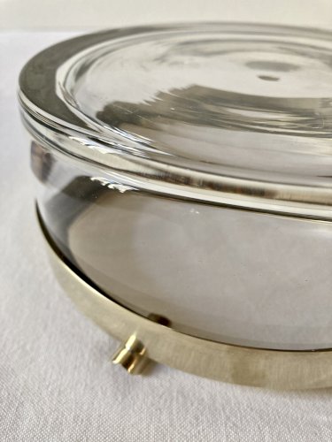 Grand cendrier en verre et laiton