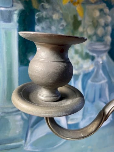 Grand chandelier vintage en métal argenté 36,5cm