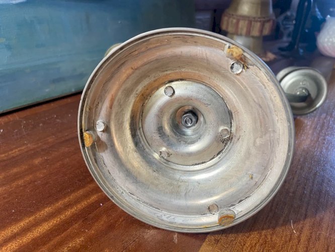 Grand chandelier vintage en métal argenté 36,5cm