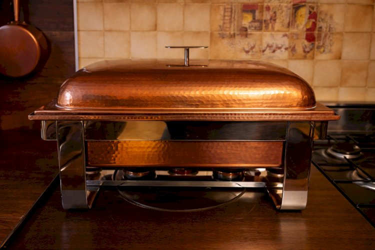 Grand chauffe-plat de Restaurant de Luxe en cuivre 3 bacs Format professionnel