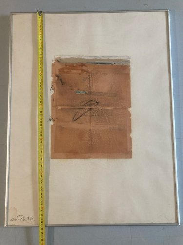 Grand Collage Dessin Original À Identifier, Art. 1970 Ancien Signé