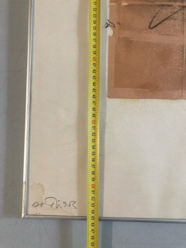 Grand Collage Dessin Original À Identifier, Art. 1970 Ancien Signé