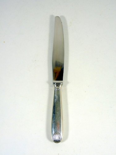 Grand couteau de table métal argenté Christofle modèle Vendôme signé L - 24,8 cm