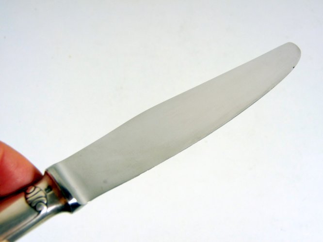 Grand couteau de table métal argenté Christofle modèle Vendôme signé L - 24,8 cm