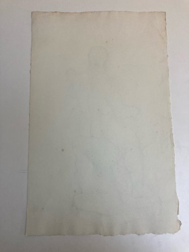 Grand Dessin 1850 XIXe a l antique homme Nu Papier Dos Muscle crayon Art Ancien
