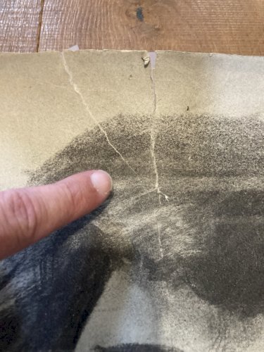 Grand Dessin 2 m Taille Réelle XIXe Atelier homme Assis Nu 1870 A Identifier