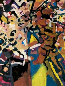 Large Abstract Drawing Gouache Paper 1970 Abstraction To Identify Antique