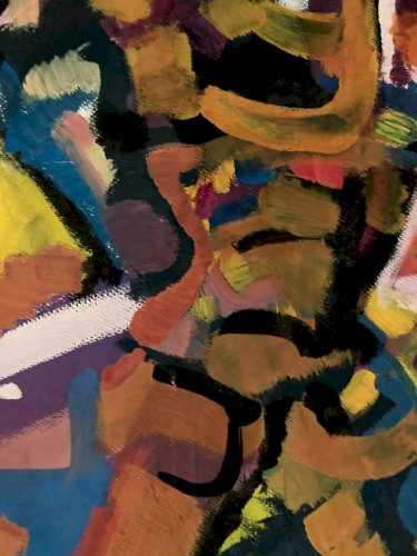 Grand Dessin Abstrait Gouache Papier 1970 Abstraction A Identifier Ancien