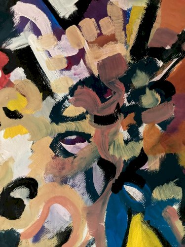 Grand Dessin Abstrait Gouache Papier 1970 Abstraction A Identifier Ancien