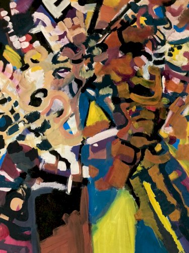 Grand Dessin Abstrait Gouache Papier 1970 Abstraction A Identifier Ancien