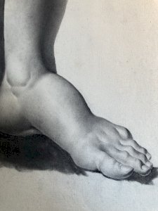 Great Antique Drawing Statue Sculpture 1850 Art Portrait Foot Pencil 19th Century Ancient