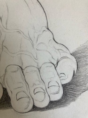 Grand Dessin antique Statue Sculpture 1850 Art Portrait Pied Crayon XIXe