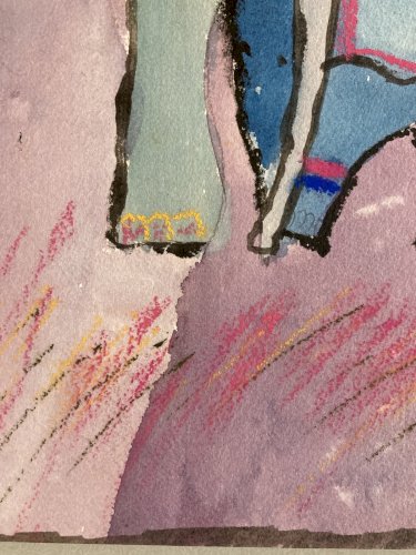 Grand Dessin Art Brut Cirque Éléphant 1980 Expressionniste Expressionnisme