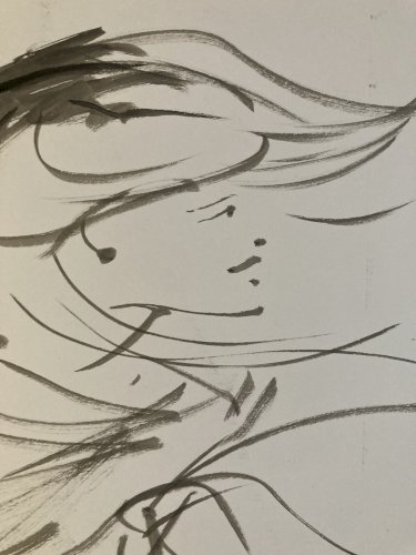 Grand Dessin Daniel Schintone DESSIN Encre  Portrait Expressioniste Femme Art