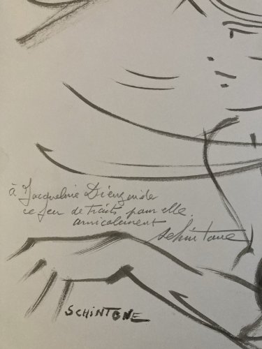 Grand Dessin Daniel Schintone DESSIN Encre  Portrait Expressioniste Femme Art