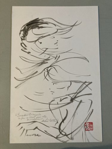 Grand Dessin Daniel Schintone DESSIN Encre  Portrait Expressioniste Femme Art