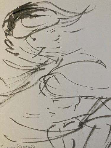 Grand Dessin Daniel Schintone DESSIN Encre  Portrait Expressioniste Femme Art