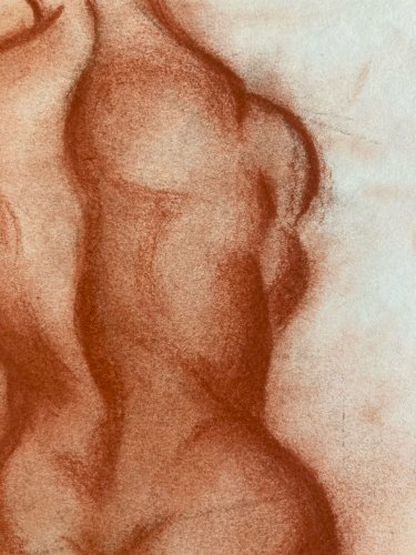 Grand Dessin Fusain Sur Papier Femme Nue Erotique Nu 1970 A Identifier Art