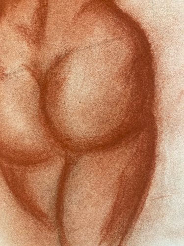 Grand Dessin Fusain Sur Papier Femme Nue Erotique Nu 1970 A Identifier Art