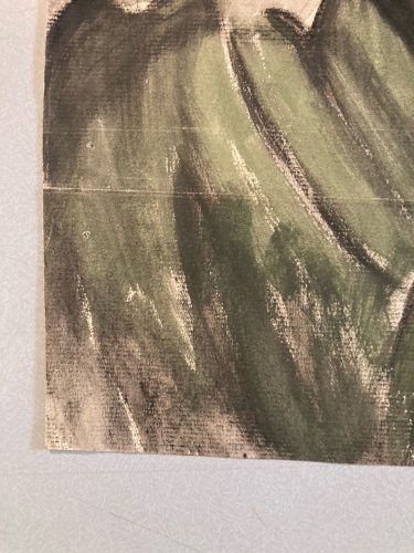 Grand Dessin Gouache Sur Papier Femme 1950 portrait Bretagne Breton Art Ancien