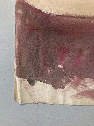 Grand Dessin Gouache Sur Papier Femme 1950 portrait Peinture A Identifier Ancien