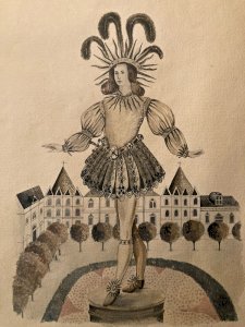 Grand Dessin Gouache Sur Papier Louis XIV Soleil Couronne Roi Versailles Château