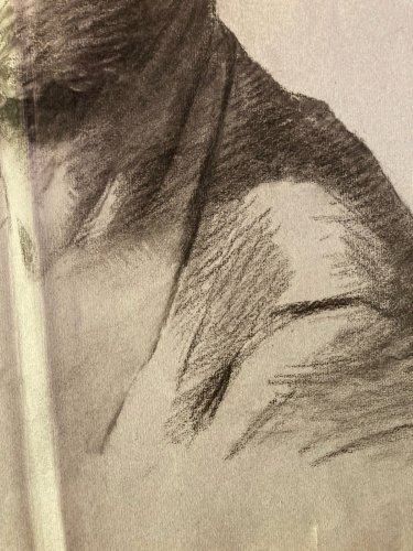 Grand Dessin Mine De Plomb xixe Crayon portrait Homme art buste 1888 Drawing Old