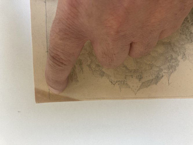 Grand Dessin XIXe 1850 crayon Chute Du Rhône Rhin Laufen Ancien A Identifier Art