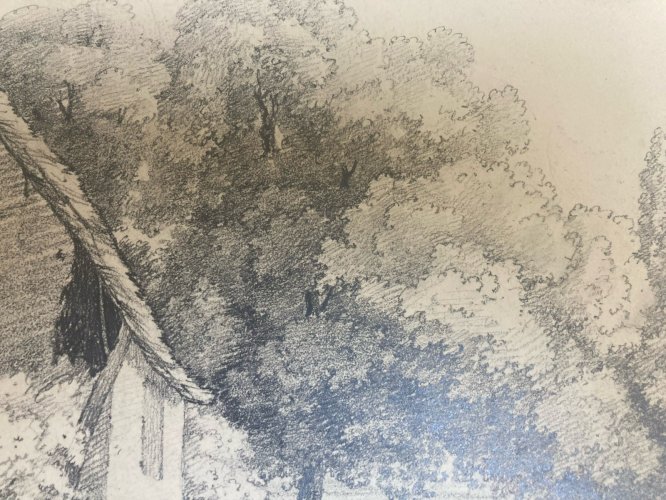 Grand Dessin XIXe 1850 crayon Pêche Pêcheur Peche Poisson Ancien A Identifier