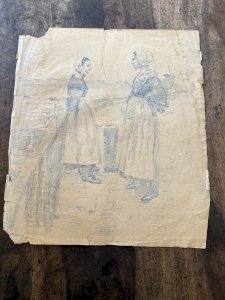 Great Drawing XIX - Blue Pencil - Study - Realism - French School - Sketch