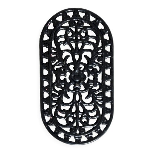 Grand dessous de plat vintage fonte ovale noir - Décor ajouré