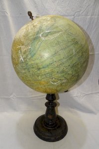 -GRAND GLOBE TERRESTRE J.FOREST NAPOLEON III XIXe Pied BOIS NOIRCI COLLECTION
