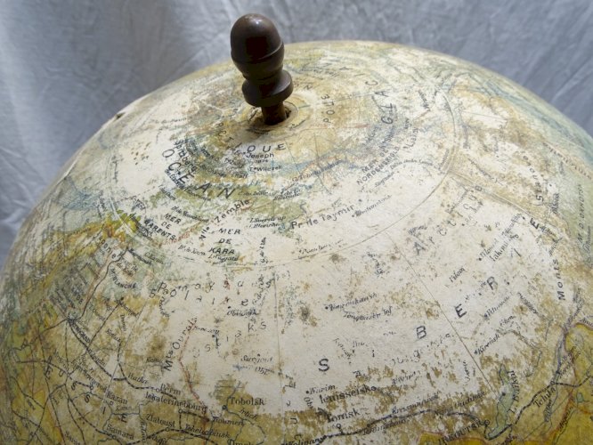 -GRAND GLOBE TERRESTRE J.FOREST NAPOLEON III XIXe Pied BOIS NOIRCI COLLECTION