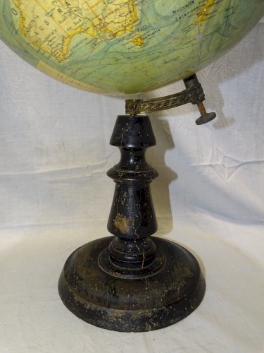 -GRAND GLOBE TERRESTRE J.FOREST NAPOLEON III XIXe Pied BOIS NOIRCI COLLECTION