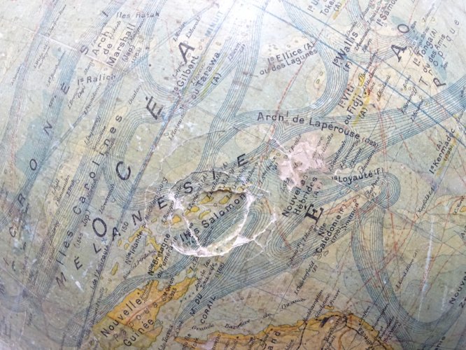 -GRAND GLOBE TERRESTRE J.FOREST NAPOLEON III XIXe Pied BOIS NOIRCI COLLECTION
