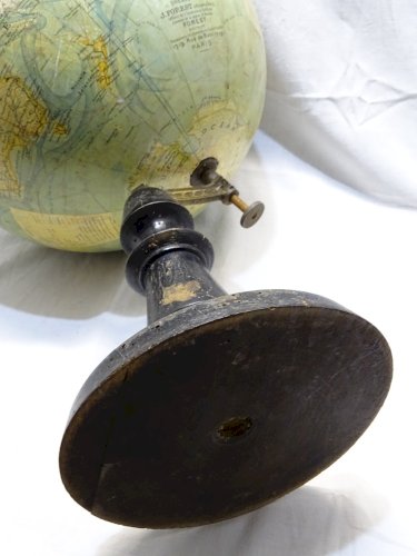 -GRAND GLOBE TERRESTRE J.FOREST NAPOLEON III XIXe Pied BOIS NOIRCI COLLECTION