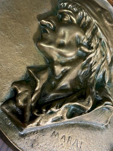 Grand médaillon haut-relief bronze Marat Révolution Française IIIe République