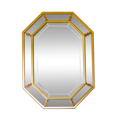 Grand miroir à parcloses, biseauté, néoclassique en bois doré