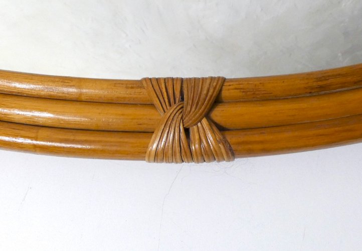 grand miroir ovale en rotin vintage