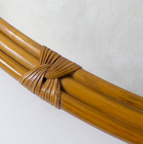 grand miroir ovale en rotin vintage