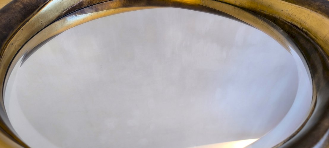 ?✨ Grand Miroir Rond Victorien Anglais – Bois Doré & Verre Biseauté – Pièce Collector ✨?