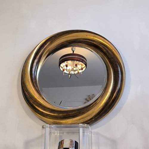 ?✨ Grand Miroir Rond Victorien Anglais – Bois Doré & Verre Biseauté – Pièce Collector ✨?