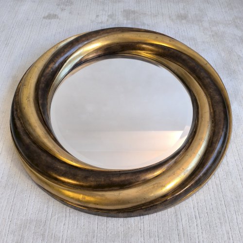 ?✨ Grand Miroir Rond Victorien Anglais – Bois Doré & Verre Biseauté – Pièce Collector ✨?