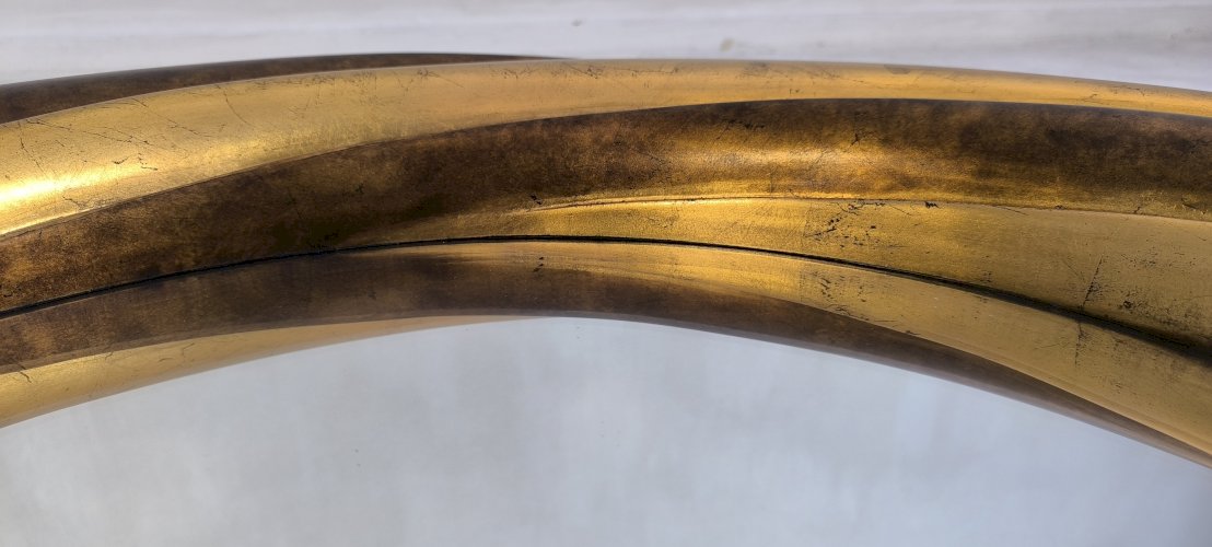 ?✨ Grand Miroir Rond Victorien Anglais – Bois Doré & Verre Biseauté – Pièce Collector ✨?