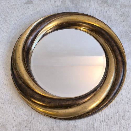 ?✨ Grand Miroir Rond Victorien Anglais – Bois Doré & Verre Biseauté – Pièce Collector ✨?