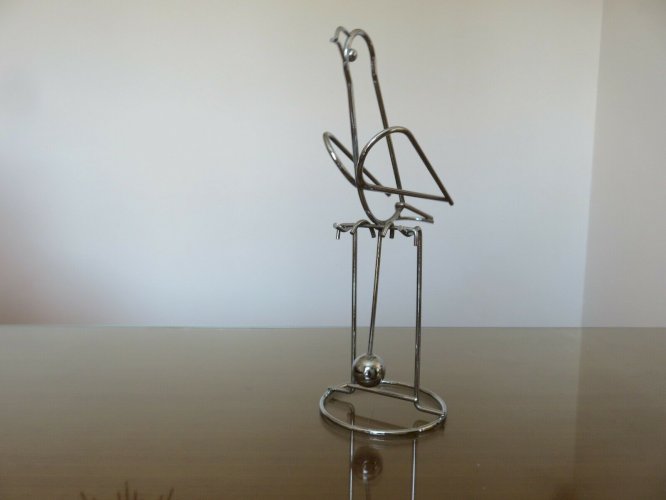 GRAND MOBILE CINETIQUE EN METAL CHROME  OISEAU, PERROQUET  ANNEES 70 VINTAGE