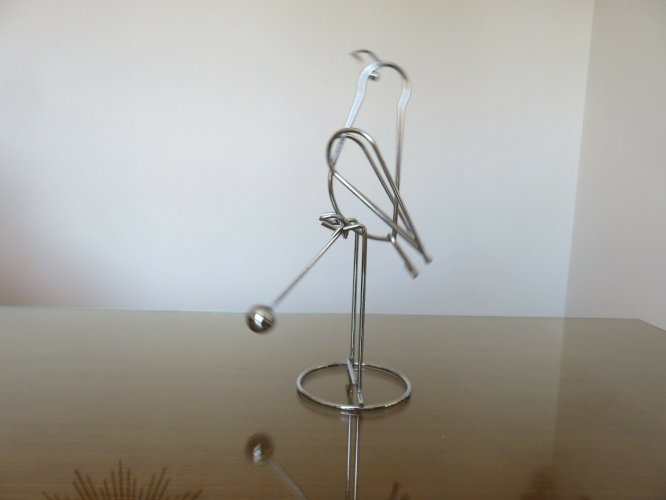 GRAND MOBILE CINETIQUE EN METAL CHROME  OISEAU, PERROQUET  ANNEES 70 VINTAGE